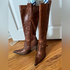 Vintage Brown Leather Knee-High Boots